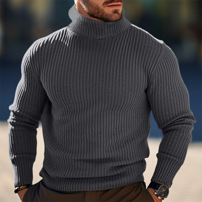 Herren Stehkragen Pullover aus strukturiertem Strick