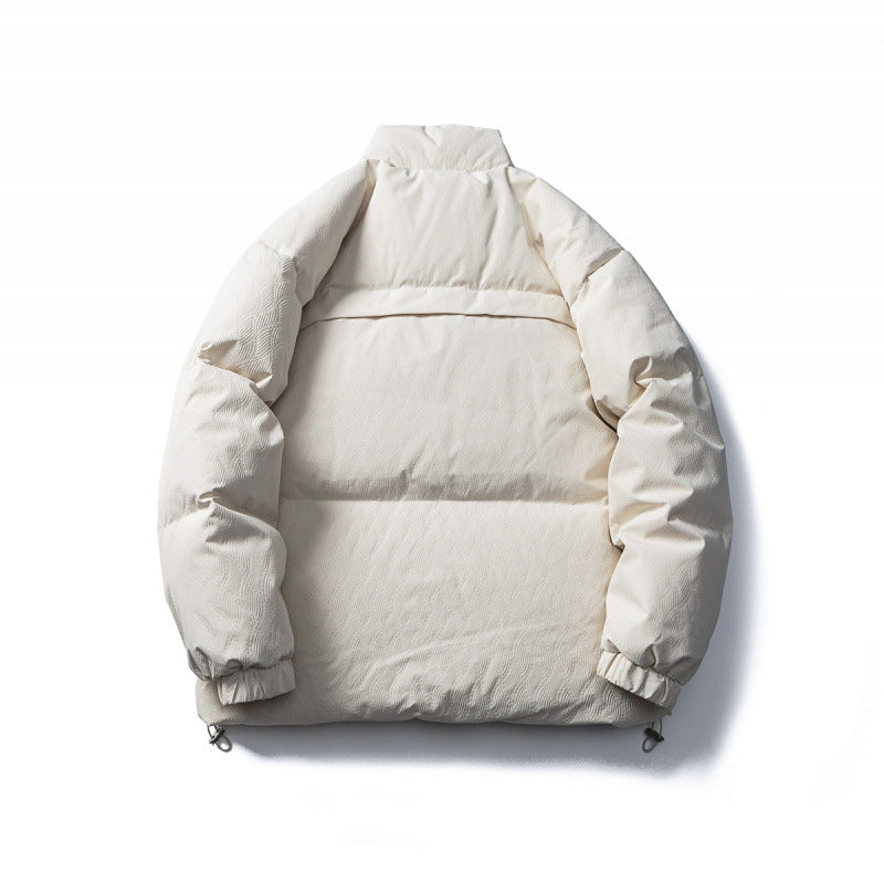Unisex Kastig wattierte Stehkragenjacke mit Baum-Stickerei, Brustklappentasche und Kordelzugsaum Shop Nory