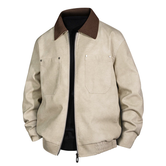 Herren Kurzjacke aus Veloursleder-Imitat mit geripptem Kragen und aufgesetzten Brusttaschen Shop Nory