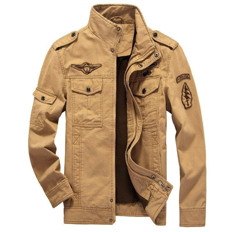 Herren Leichte Utility-Fieldjacke aus Baumwollmix mit Stehkragen, Schulterklappen und verdeckter Druckknopfleiste Shop Nory