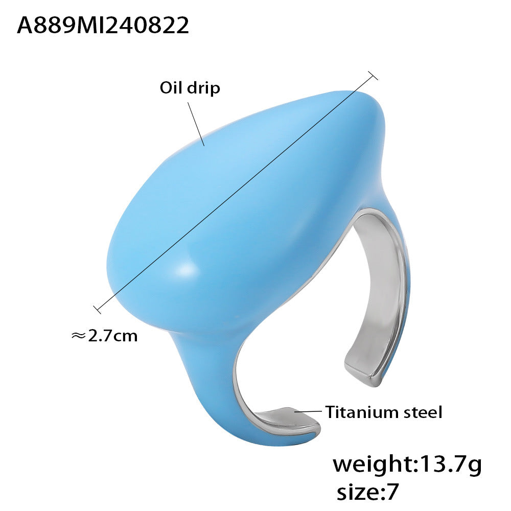 Damenring mit tropfenförmigem Design aus Titanstahl Shop Nory