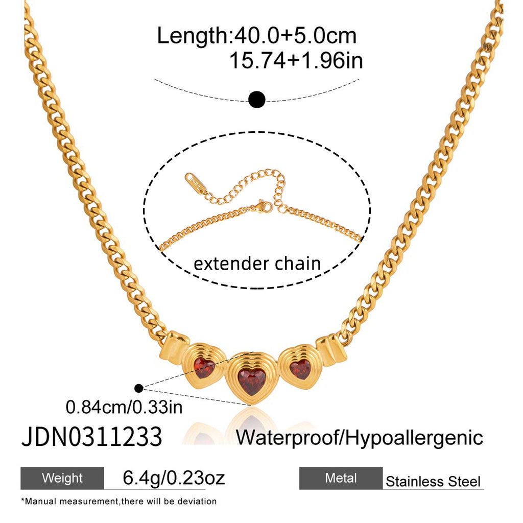 Damen Halskette mit Herzen-Anhängern und verstellbarem Edelstahlverschluss Shop Nory