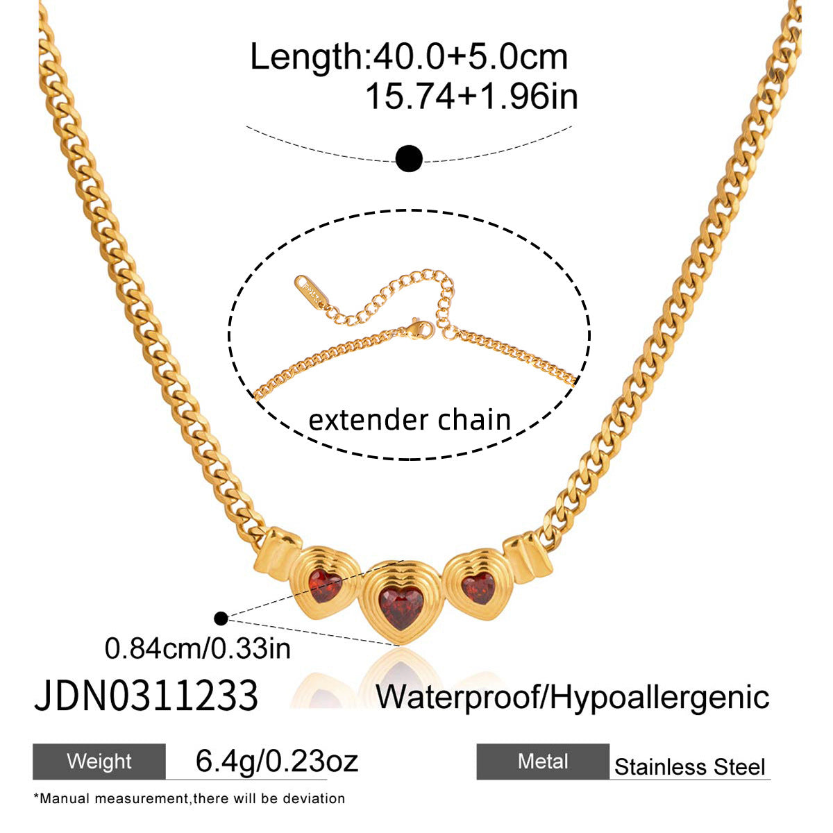 Damen Halskette mit Herzen-Anhängern und verstellbarem Edelstahlverschluss Shop Nory