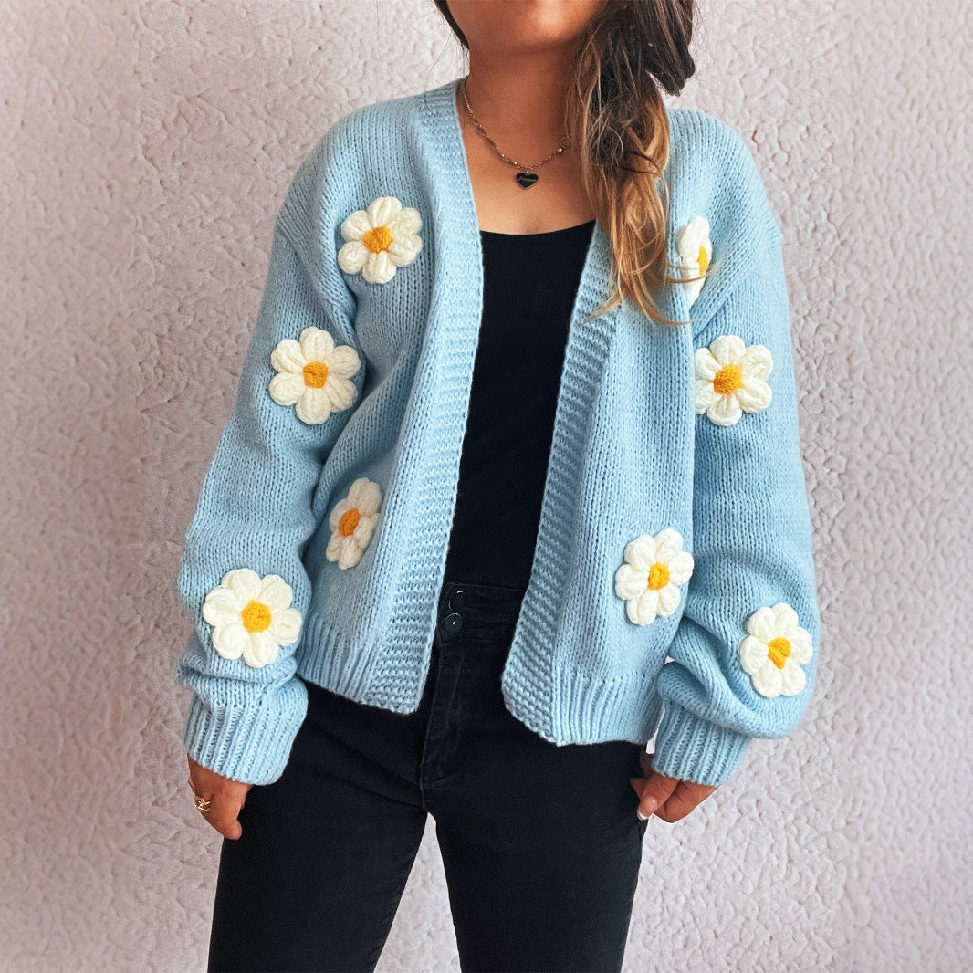 Damen Strickjacke mit floralem Design und lässiger Passform