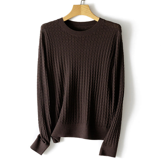 Damen Feinstrickpullover mit Zopfstrickmuster und Rundhalsausschnitt Shop Nory