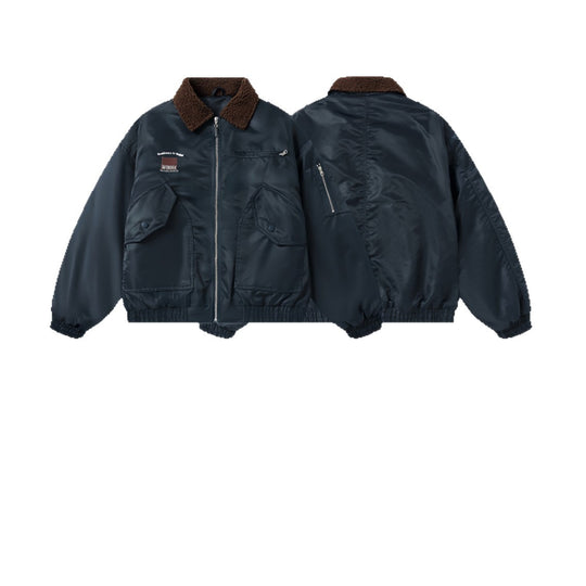Herren Kurzer gesteppter Bomber mit Teddykragen und Multifunktionstaschen Shop Nory