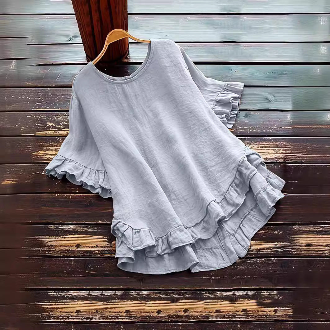 Damen lässiges Oberteil mit Rüschendetails und weit geschnittenem Design