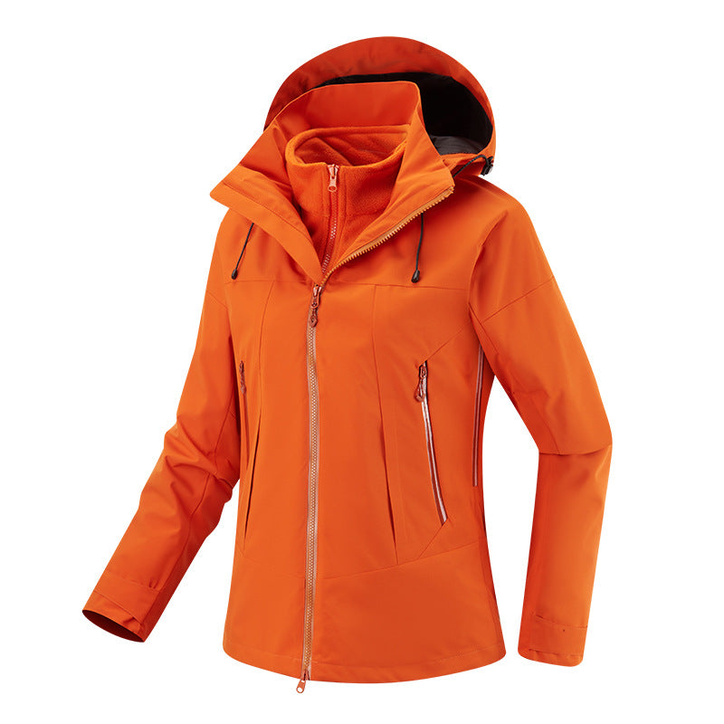 Damen zweilagige Softshell-Jacke mit herausnehmbarer Fleece-Innenjacke und verstellbarer Kapuze Shop Nory