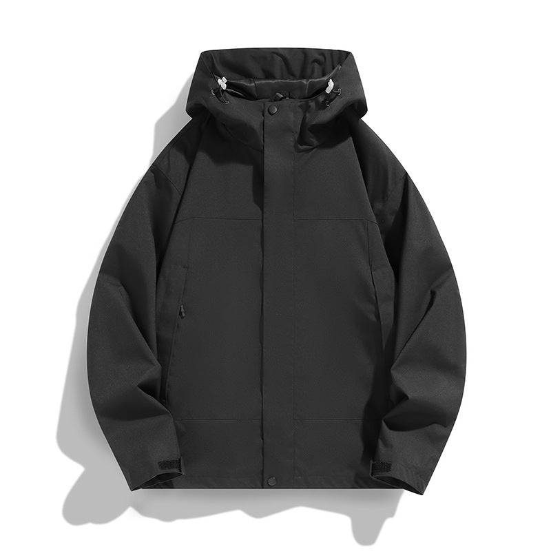 Herren Zweifarbige Softshell-Fieldjacke mit Kapuze, winddichtem Obermaterial und minimalistischen Eingriffstaschen Shop Nory