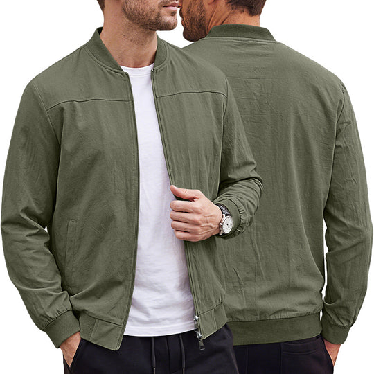 Herren leichte Bomberjacke mit geripptem Bund und durchgehendem Reißverschluss Shop Nory