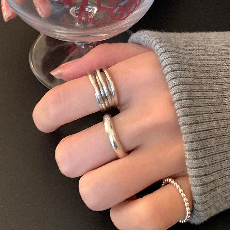 Damen Zierlicher Silberring mit Perlen-Design Shop Nory