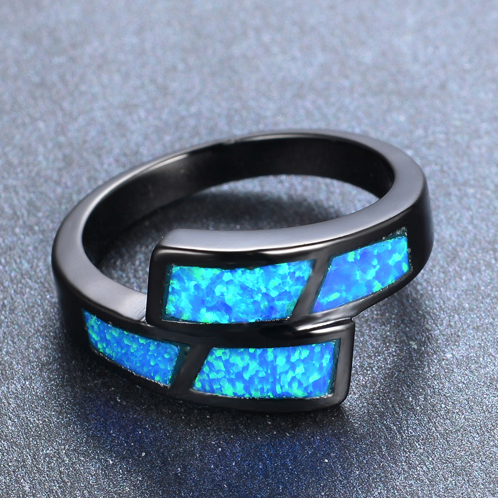 Damen Ring mit modernem, geometrischem Design und schimmernden Opal-Elementen Shop Nory