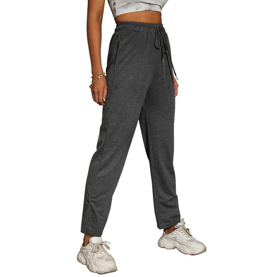 Damen Lässige High‑Waist Relaxhose mit weitem Bein, elastischem Bund und Tunnelzug Shop Nory