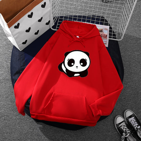 Damen nan kuscheliger Oversize-Kapuzenpullover im Streetwear-Cut mit Kängurutasche und niedlicher Panda-Motivstickerei Shop Nory