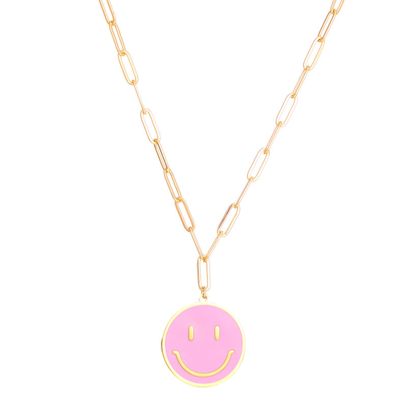 Damen Halskette mit lächelndem Emblem und moderm Kettendesign Shop Nory