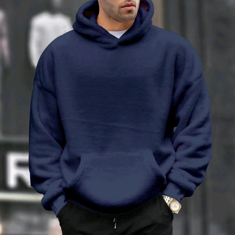 Herren Kuscheliger Oversize Kapuzenpullover aus Teddy-Fleece mit Kängurutasche Shop Nory