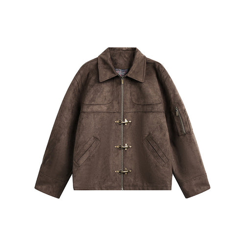 Herren Kurzjacke im Boxy-Format aus Velourslederoptik mit Knebelverschlüssen und Reißverschluss Shop Nory