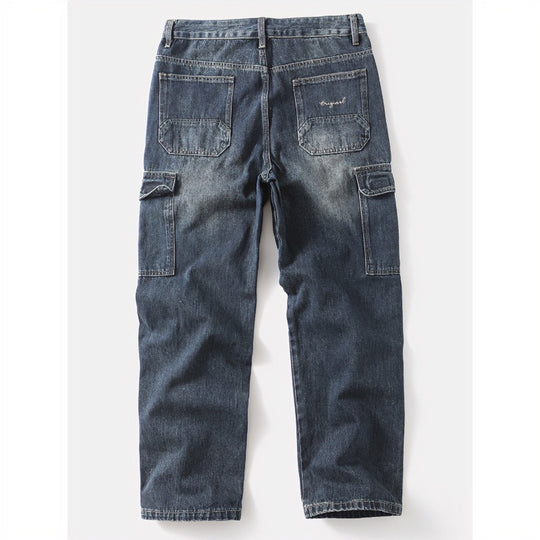 Herren Cargo-Jeans mit aufgesetzten Beintaschen und Used-Waschung Shop Nory