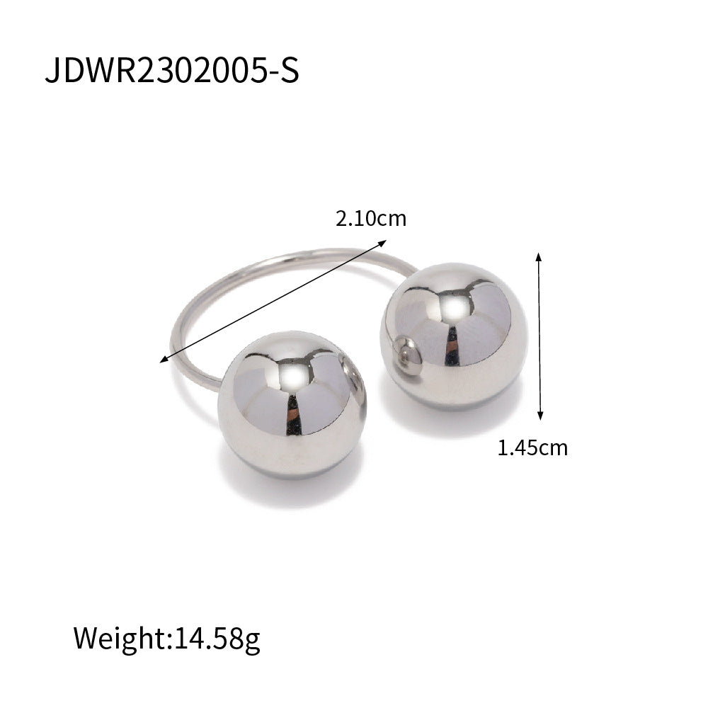 Damen Offener Ring mit modernen Kugeldesigns und hypoallergener Edelstahlverarbeitung Shop Nory