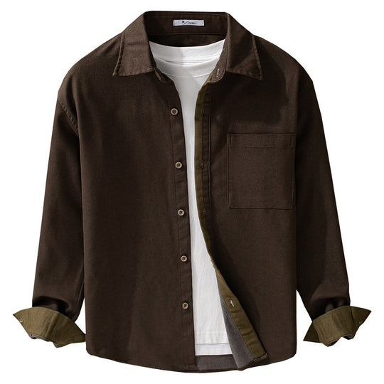 Herren Leichtes Baumwoll-Twill-Überhemd mit Brusttasche und Relaxed-Fit Shop Nory