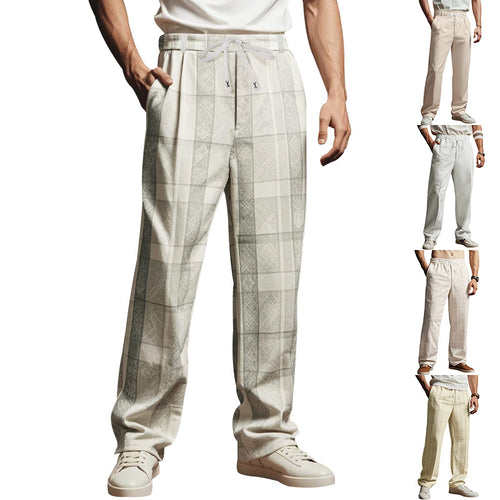 Herren Leichte Relaxed-Fit Karo-Loungehose mit Tunnelzug und weitem Bein Shop Nory