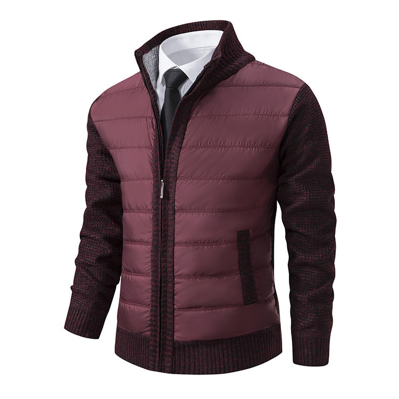 Herren gesteppte Hybridjacke mit modernem Kragen und elastischen Bündchen