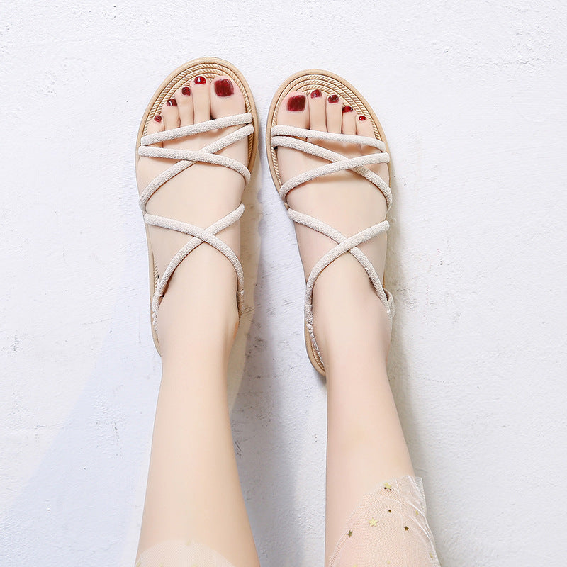 Damen Geflochtene Riemchen-Sandalen mit elastischem Fersenband und gepolstertem Fußbett Shop Nory