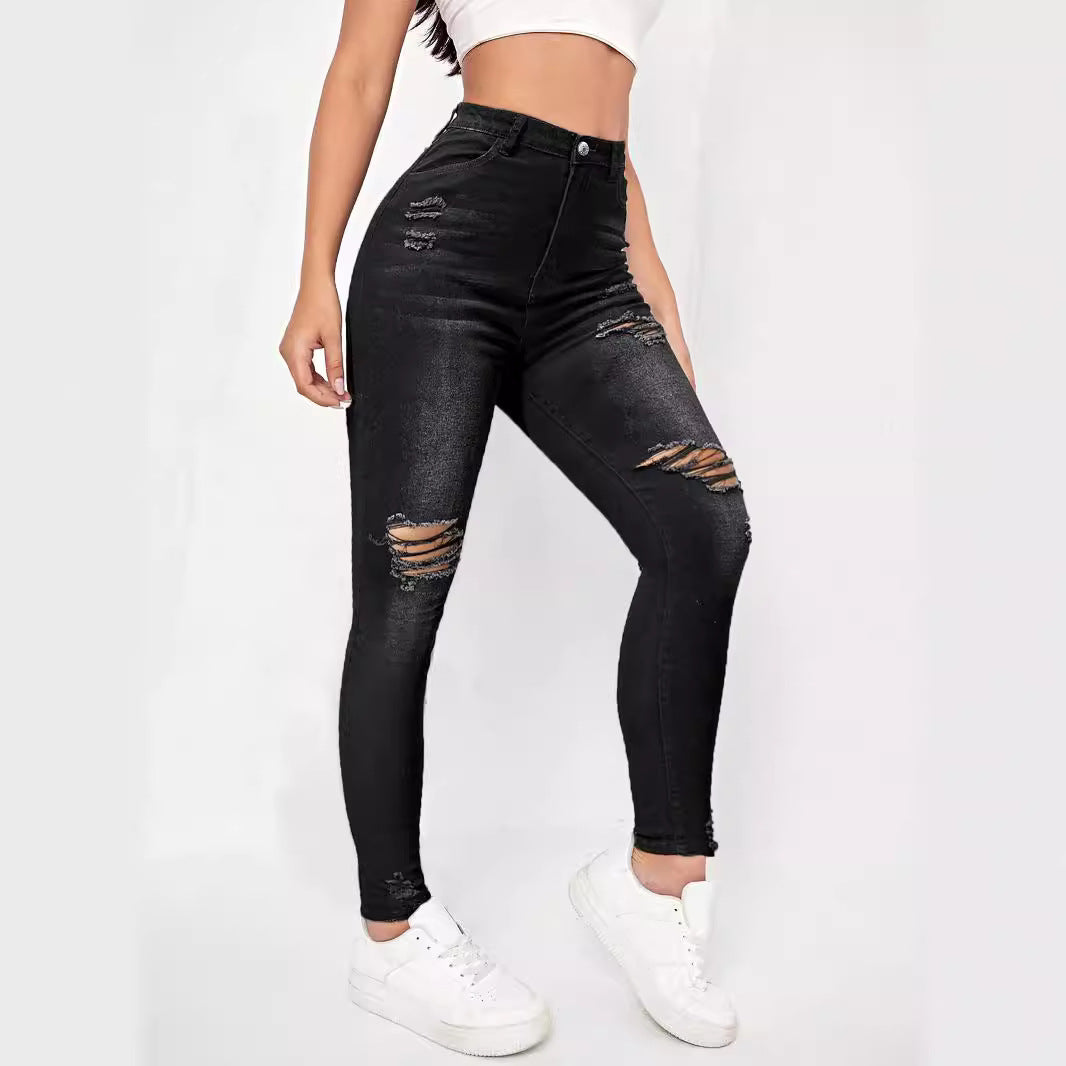 Damen hochtaillierte Sculpting-Skinny-Jeans mit gezielten Rissen und taillierendem Komfortbund Shop Nory