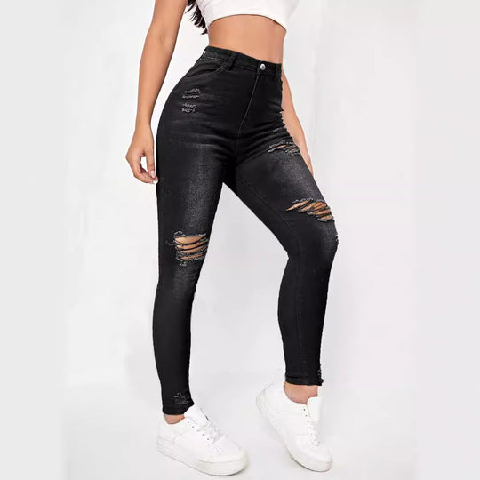 Damen hochtaillierte Sculpting-Skinny-Jeans mit gezielten Rissen und taillierendem Komfortbund Shop Nory