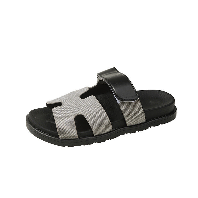 Damen komfortable Veloursleder-Sandalen mit verstellbarem Klettverschluss und rutschfester Sohle Shopnory