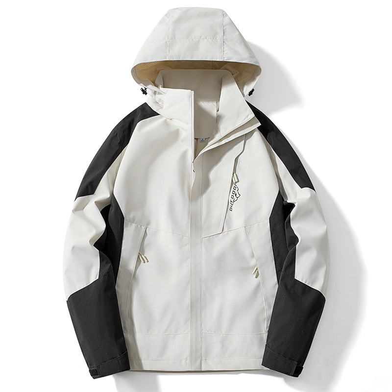 Herren Colorblock Softshell-Trekkerjacke mit Kapuze, verdeckten Reißverschlüssen und seitlichen Eingrifftaschen Shop Nory