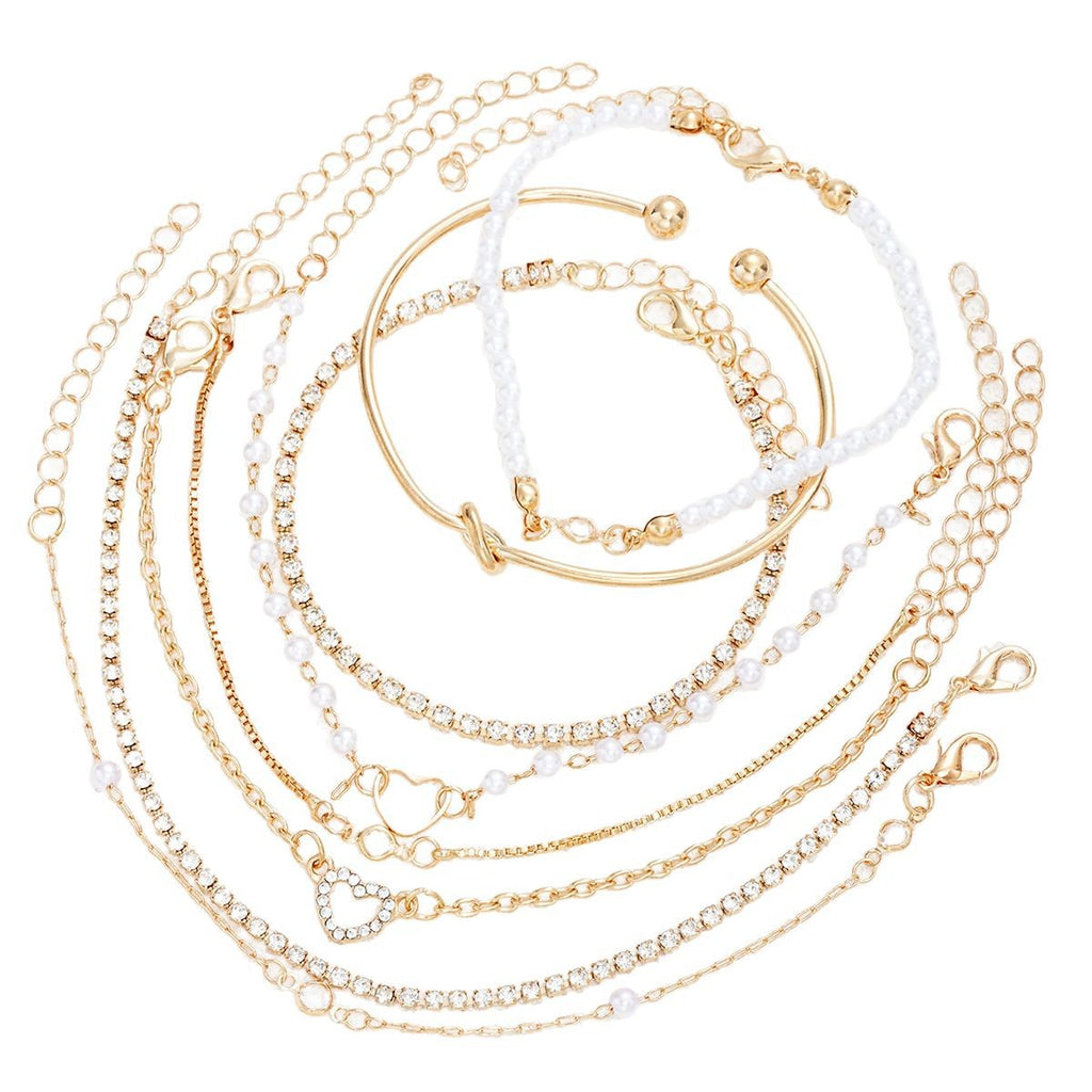 Damen Armband-Set mit funkelnden Kristallen und eleganten Perlen Shop Nory