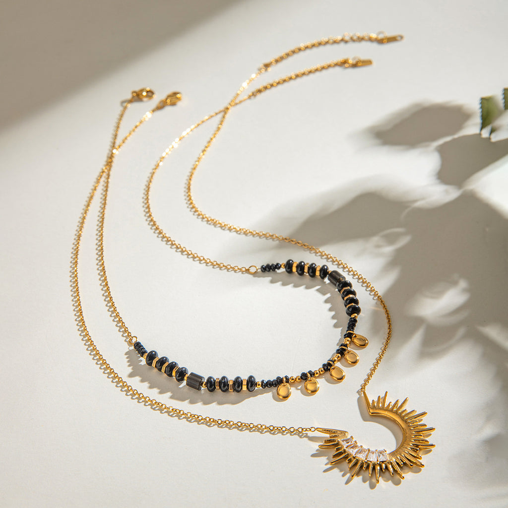 Damen Halskette mit strahlendem Sonnenanhänger und verstellbarer Länge Shop Nory