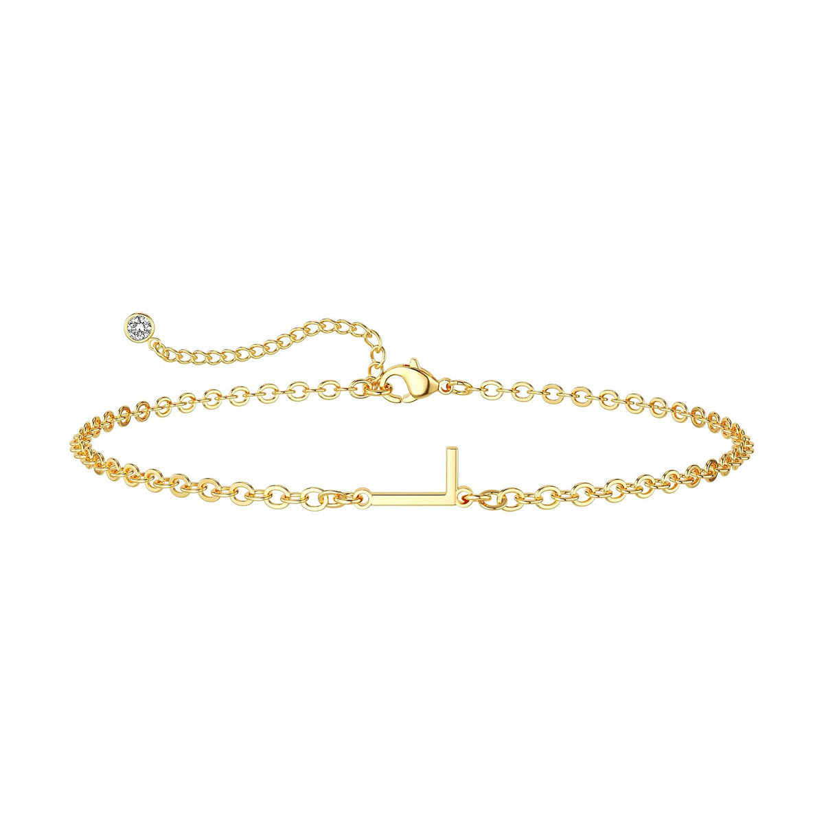 Damen Fußkettchen mit personalisiertem Anfangsbuchstaben und funkelndem Zirkonia-Detail Shop Nory