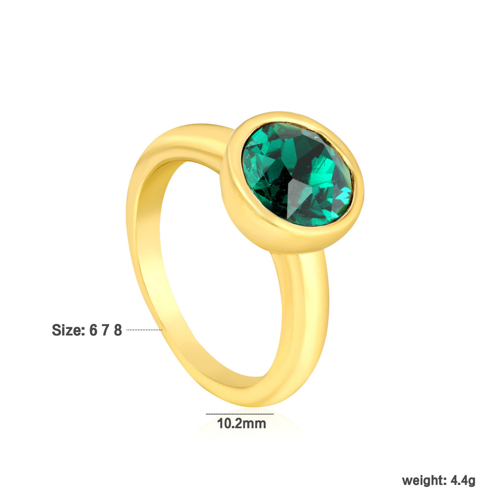 Damen Ring mit funkelndem Kristall in goldplattierter Hochglanzoberfläche Shop Nory