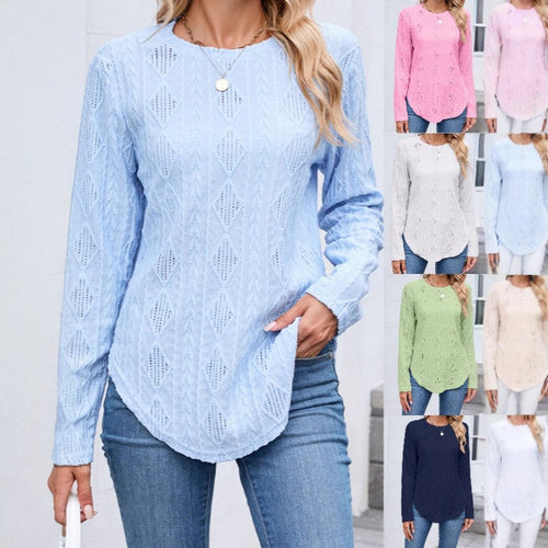 Damen Feinstrukturierter Strickpullover mit Ajour‑Diamantmuster und gerundetem Saum Shop Nory