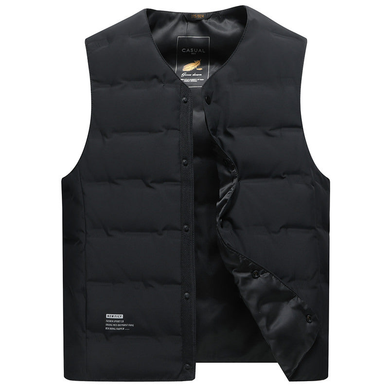 Herren Leichte gesteppte Thermoweste mit Druckknopf‑Verschluss und V‑Ausschnitt Shop Nory