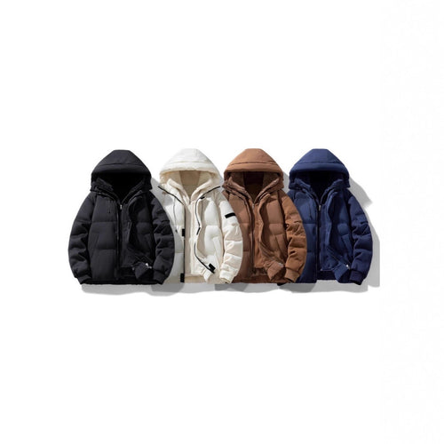 Herren Wattierte Kapuzenjacke mit Teddyfutter und kontrastierenden Softshell-Ärmeln Shop Nory