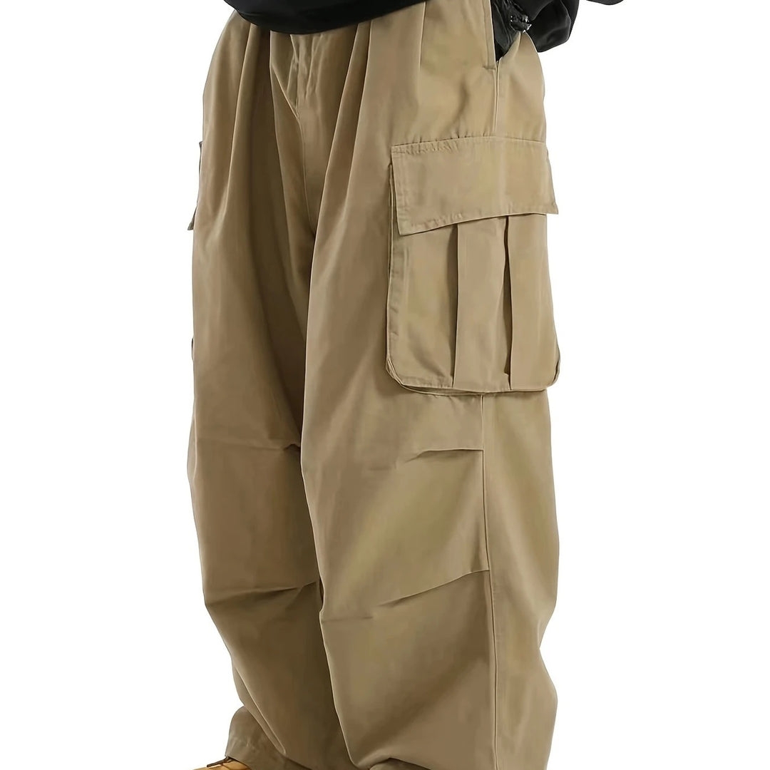 Herren Weite Utility-Cargohose mit übergroßen Klappentaschen & elastischem Tunnelzugbund Shop Nory