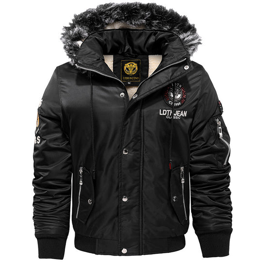Herren Wattierter Pilotenbomber mit Teddyfleece‑Innenfutter, Kunstfellkapuze und Utility‑Taschen Shop Nory