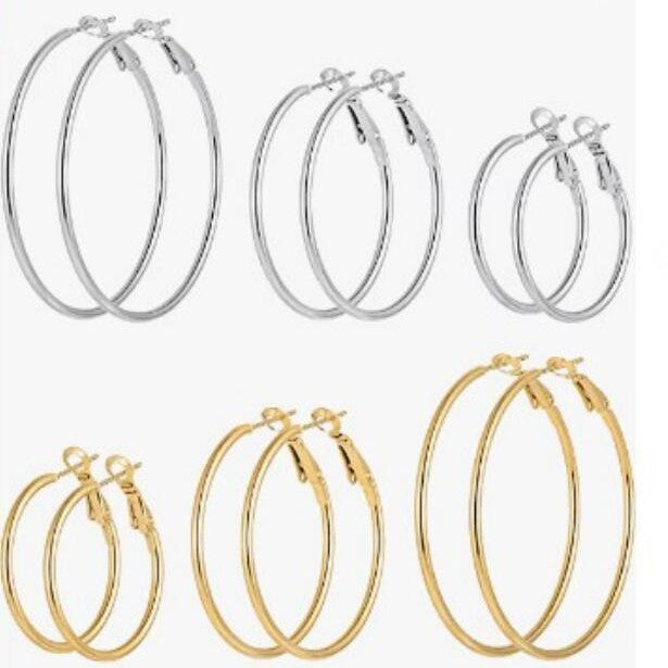 Damen Ohrstecker-Set mit klassischen Creolen in verschiedenen Größen Shop Nory