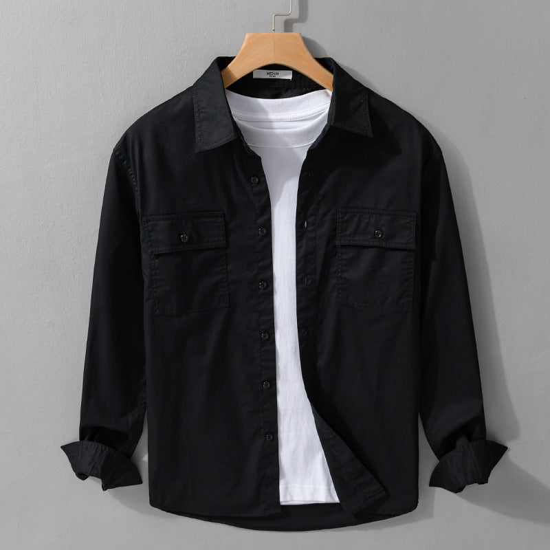 Herren Pflegeleichtes Baumwoll-Utility-Overshirt mit Doppel‑Brusttaschen und entspanntem Saum Shop Nory