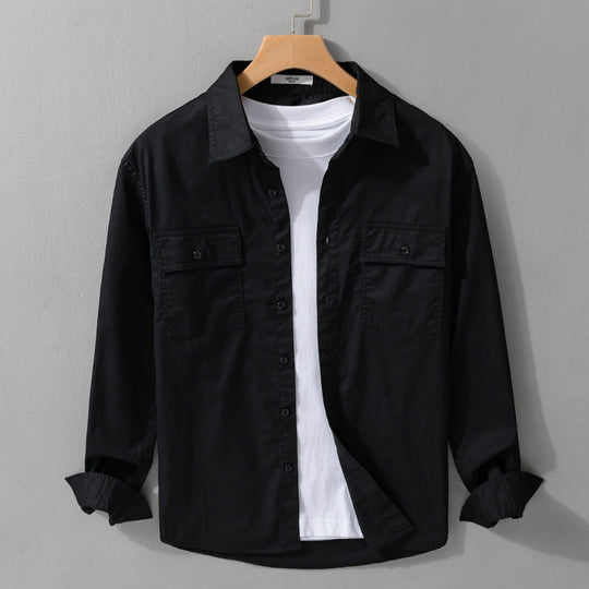 Herren Pflegeleichtes Baumwoll-Utility-Overshirt mit Doppel‑Brusttaschen und entspanntem Saum Shop Nory