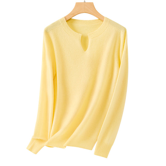 Damen Feiner Feinstrick-Pullover mit Schlüsselloch-Ausschnitt und gerippten Abschlüssen Shop Nory