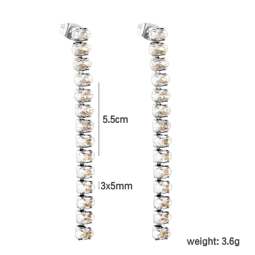 Damen hängende Ohrstecker mit funkelnden Zirkonia in eleganter Goldfassung Shop Nory