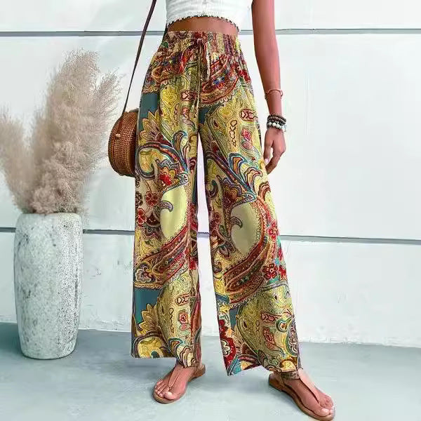 Damen Palazzo-Hose mit weitem Bein und Paisleymuster