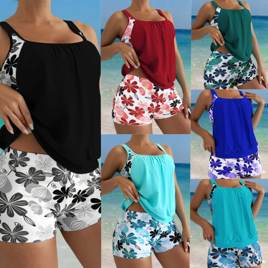 Damen Tankini-Set mit modischem Kurztop und Blumenmuster