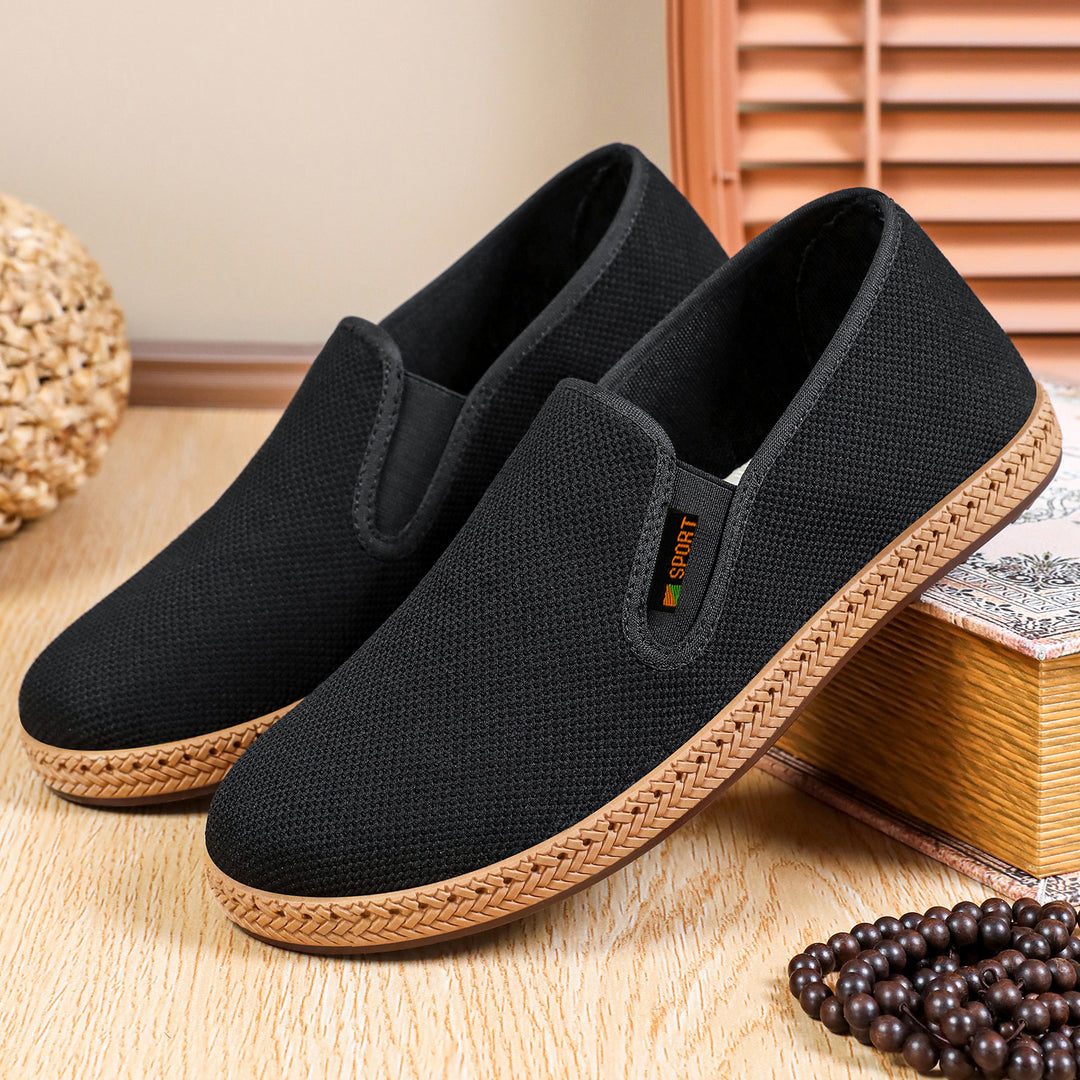 Herren nan leichter Slip-On Freizeitschuh aus atmungsaktivem Strick mit geflochtener Leichtsohle Shop Nory