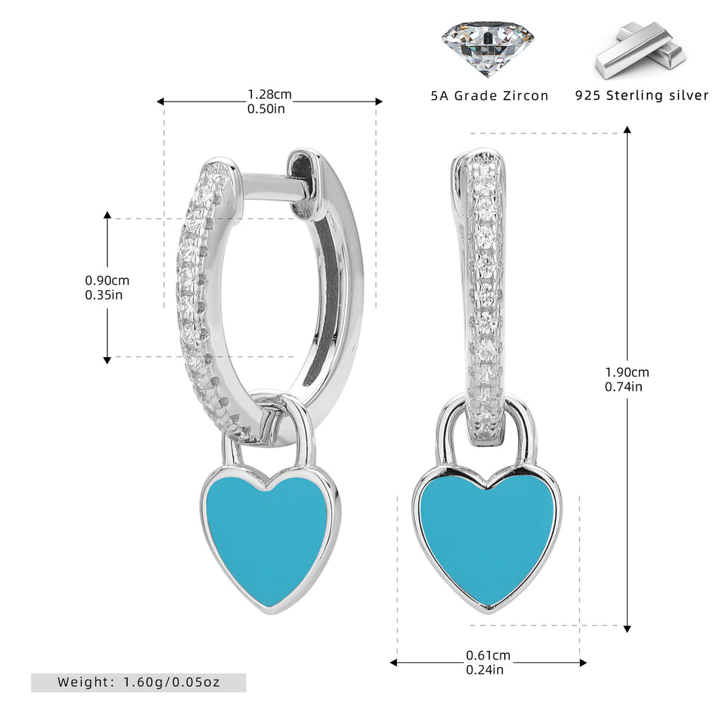 Damen Ohrhänger mit funkelndem Herzanhänger aus hochwertigem 925 Sterling Silber Shop Nory