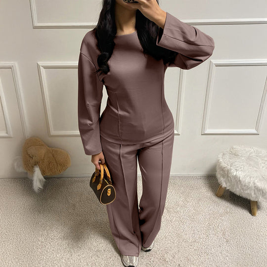 Damen nan weiches Lounge-Set mit tailliertem Sweatshirt, formgebenden Nahtdetails und weitem Palazzohosen-Bein Shop Nory
